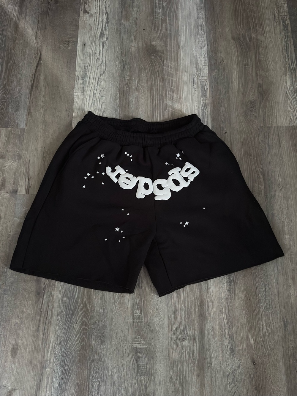 Black Athletic Men's Shorts with White Graphic